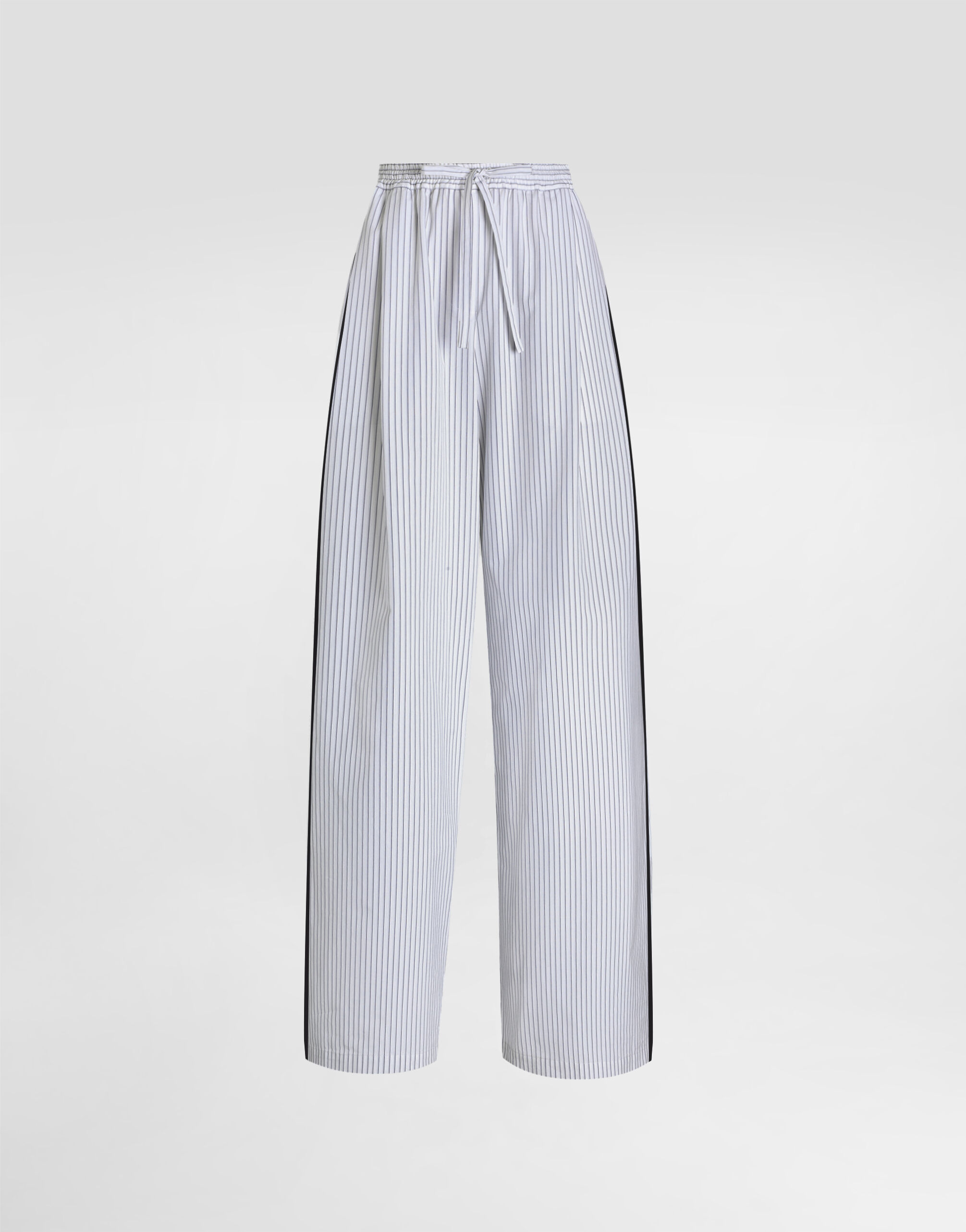 Striped poplin trousers