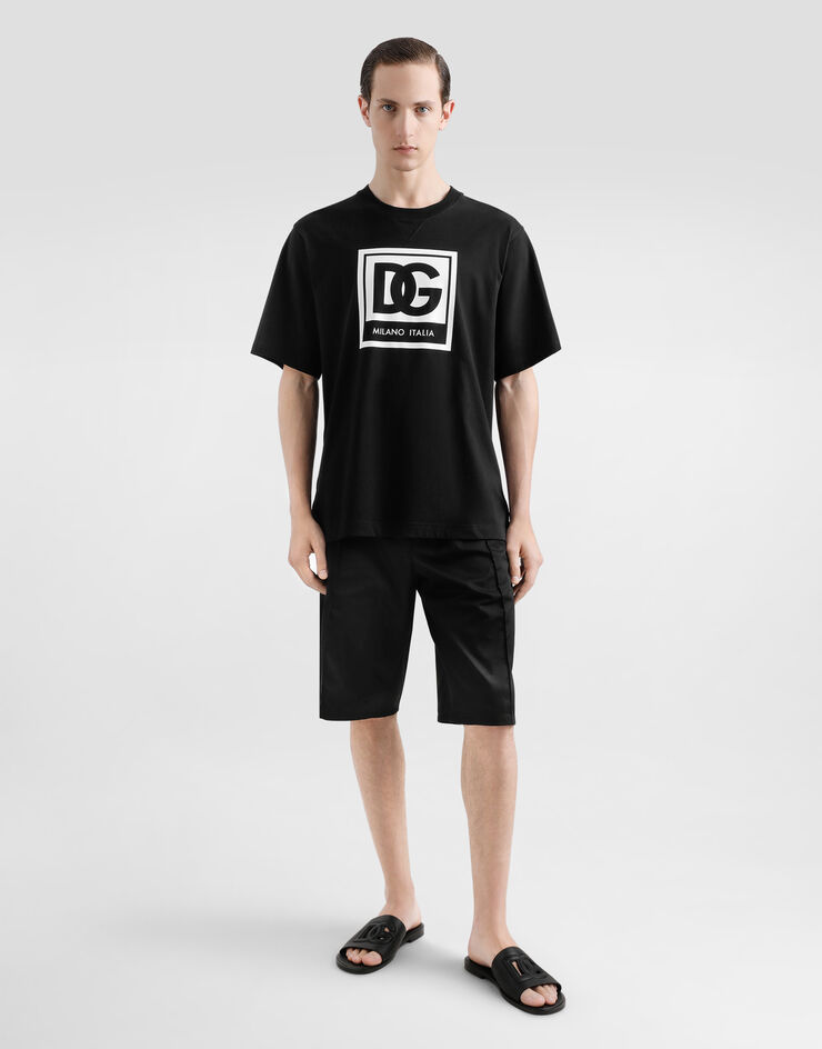 Dolce & Gabbana 로고 코튼 티셔츠 블랙 G8RZ2TG7O5V