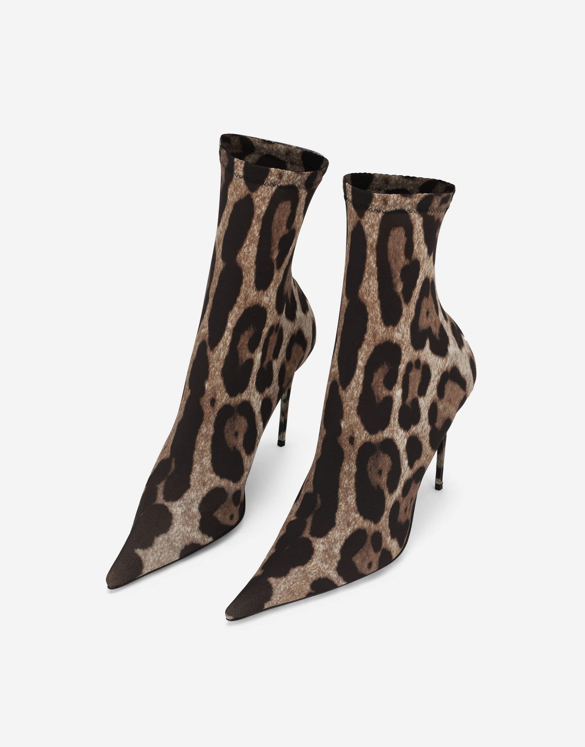KIM DOLCE GABBANA Leopard print stretch fabric ankle boots in