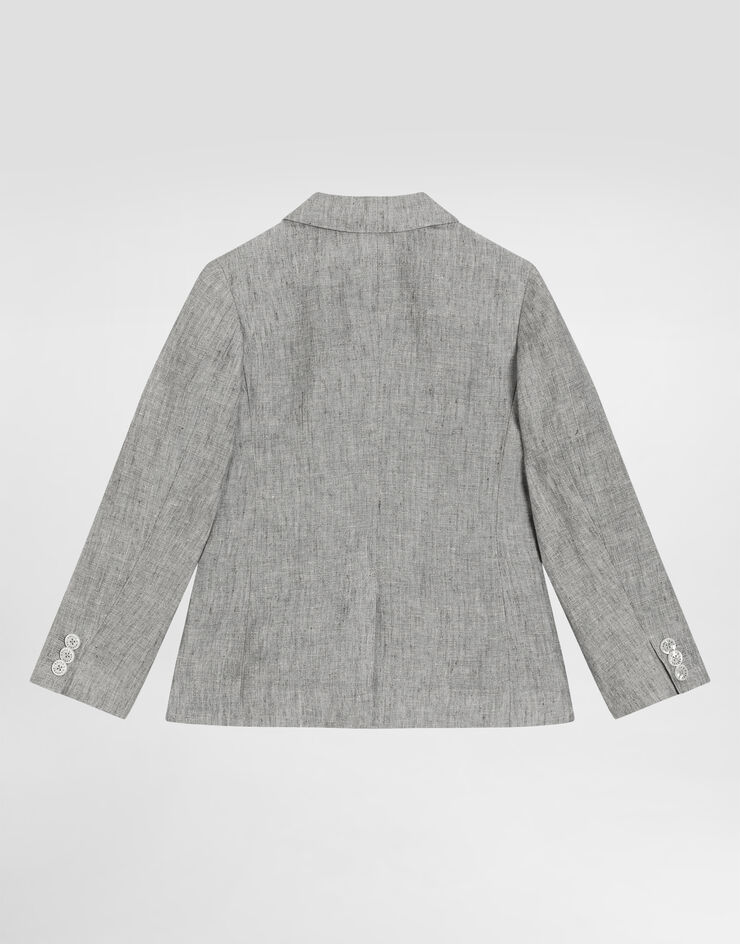 Dolce & Gabbana Single-breasted linen jacket Grey L41E97FU4MF