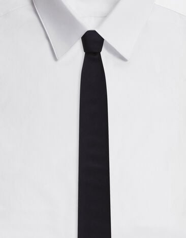 Dolce & Gabbana ربطة عنق حرير بشعار DG أبيض GT147EG0UBU
