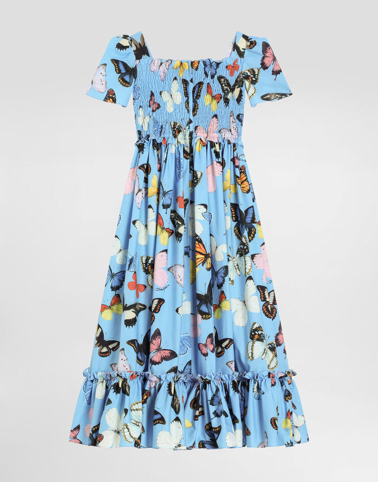 Dolce & Gabbana Kleid aus Popeline mit Schmetterlingsprint Drucken L54DD9HS5SU