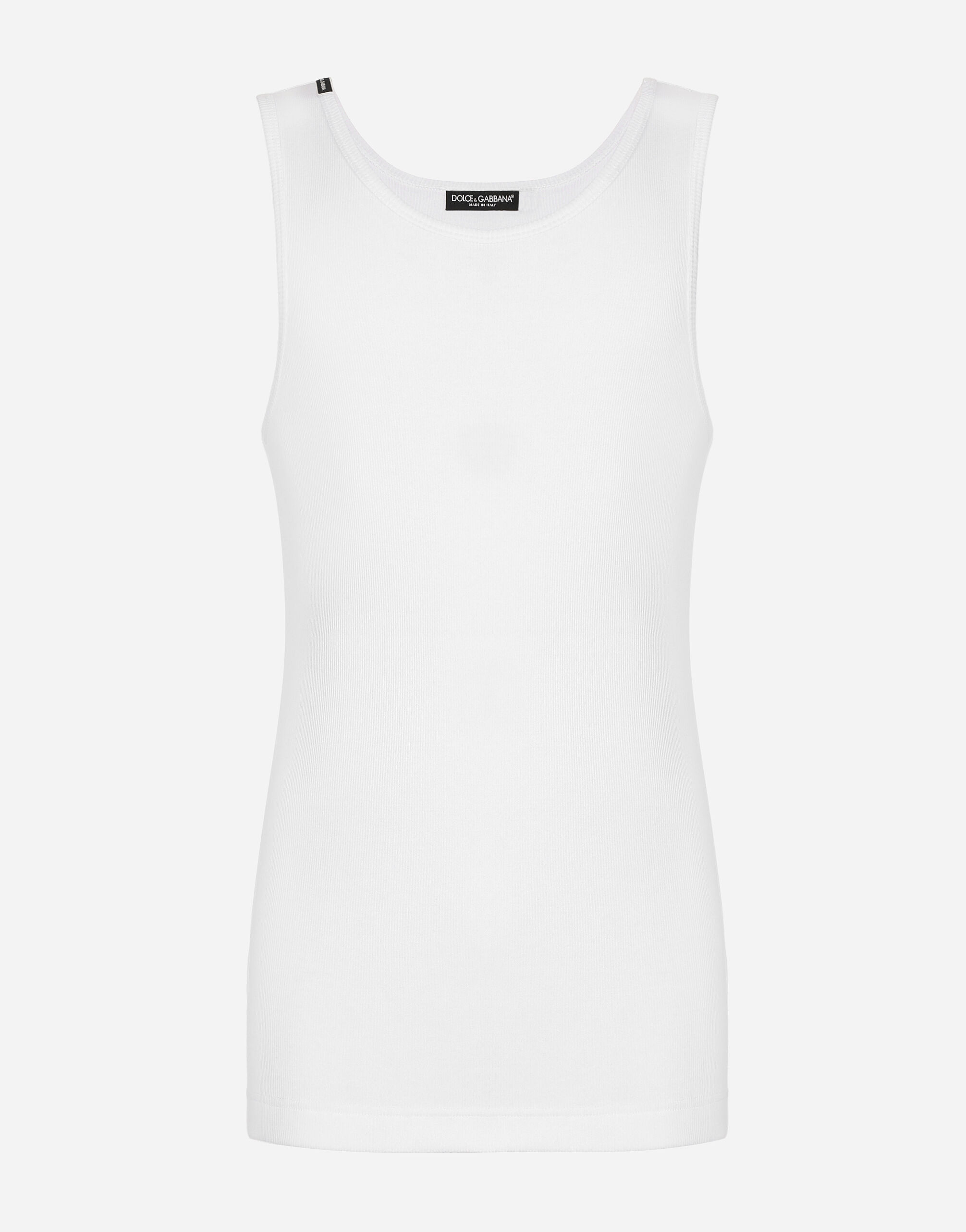 Dolce & Gabbana Fine-rib cotton singlet White G8RG0TFU75F