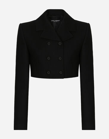 Dolce&Gabbana Chaqueta corta de botonadura doble en sarga Negro F26DMTFUBE7