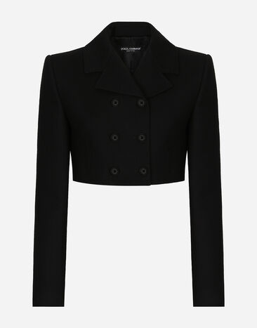 Dolce & Gabbana Short double-breasted twill jacket Black F27AGTFMTAC