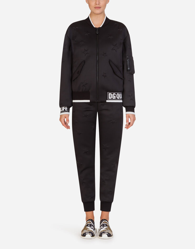 Dolce & Gabbana MILLENNIALS STAR SCUBA FABRIC JOGGING PANTS NEGRO FTBLPTHUMD6
