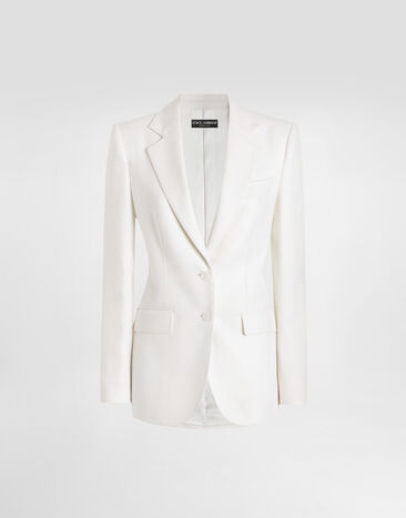 Dolce & Gabbana Single-breasted cashmere jacket White F29KNTFU29R