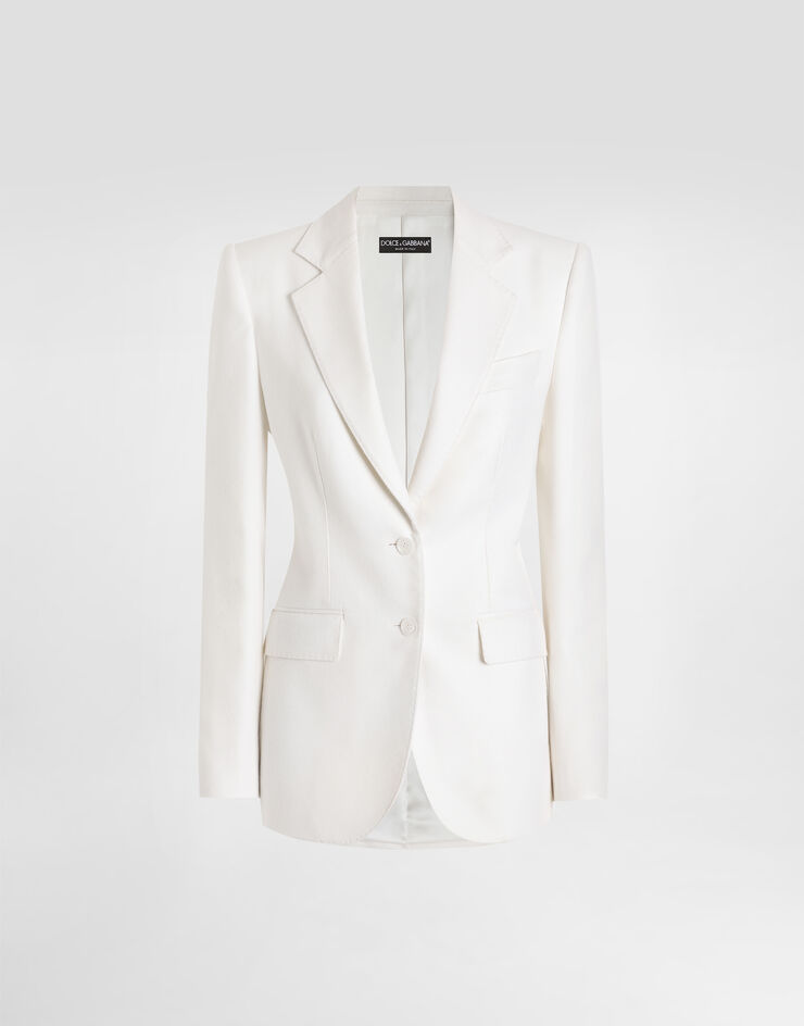 Dolce & Gabbana Single-breasted cashmere jacket White F29KNTFU29R