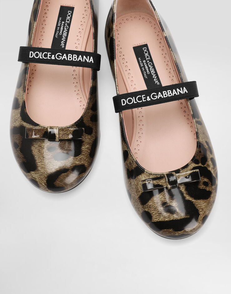 Dolce & Gabbana Ballerina in pelle di vitello lucido stampata Stampa D11294AM568