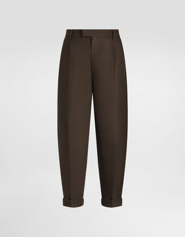 Dolce & Gabbana Linen fabric pants Brown GP114TFU4MC