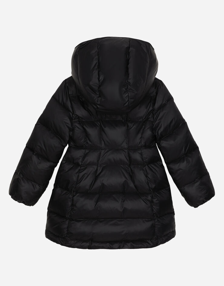 DolceGabbanaSpa Nylon down jacket with DG logo Black L5JBO1G7KZ8