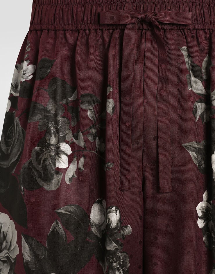 Dolce & Gabbana Hose Vanity aus Twill mit Pfingstrosen-Ramage-Print Multicolor GV5MATHI10N