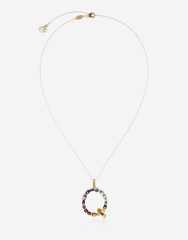 Dolce & Gabbana Pendente Q Rainbow Alphabet con gemme multicolor Oro WAMR2GWMIXQ