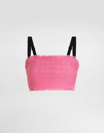 Dolce & Gabbana Raschel tweed crop top with straps Dolce & Gabbana Raschel tweed crop top with straps Pink F79DATFMMHN