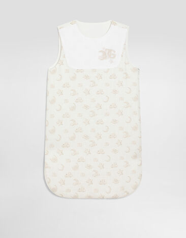 Dolce & Gabbana Canvas baby nest with moon and stars print White LN5H60G7O7H
