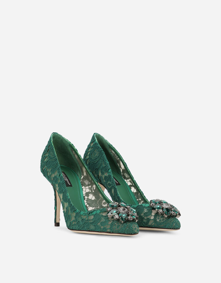 Dolce & Gabbana Lace rainbow pumps with brooch detailing 그린 CD0101AL198