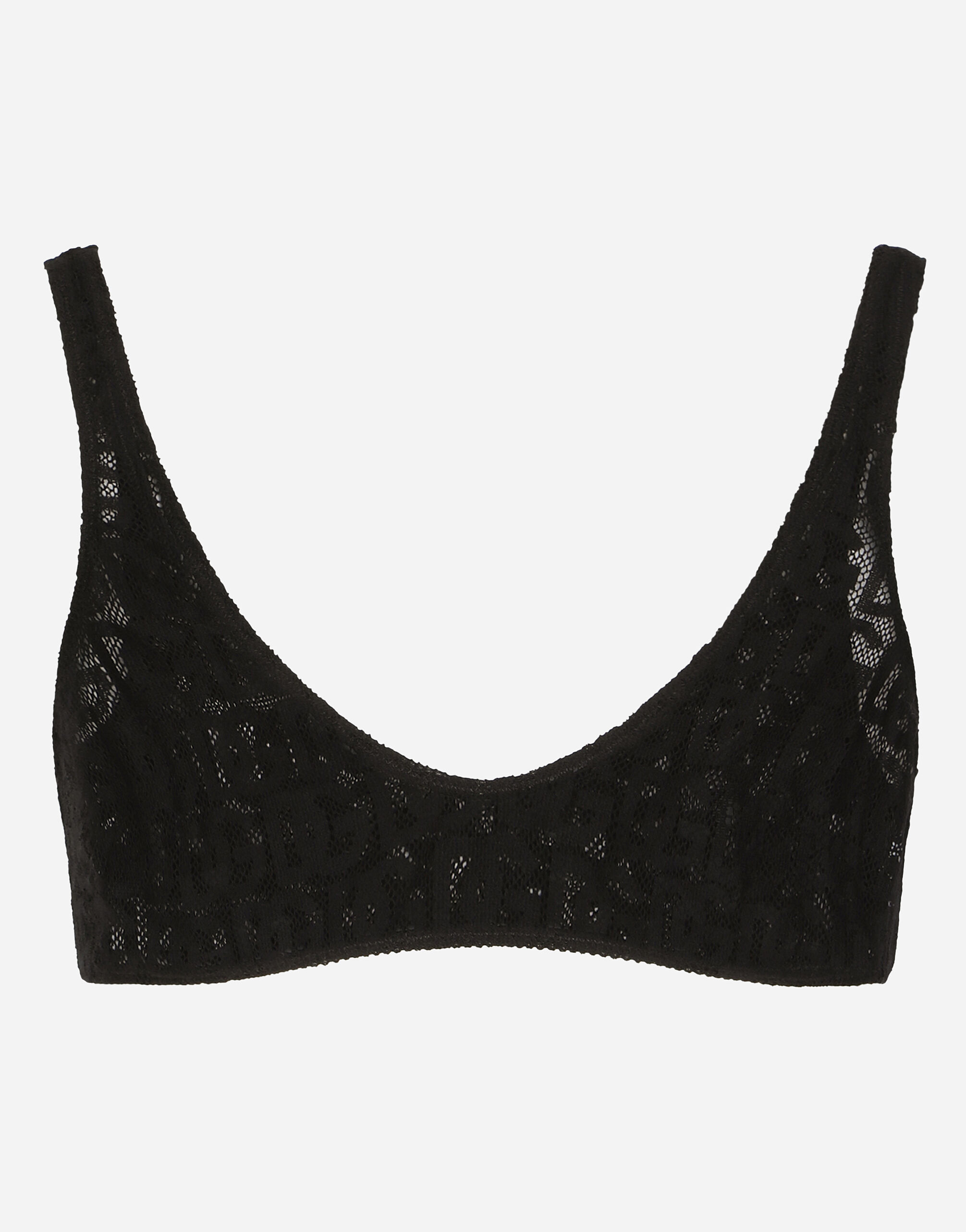 Tulle jacquard top with all-over DG logo in Black for Women