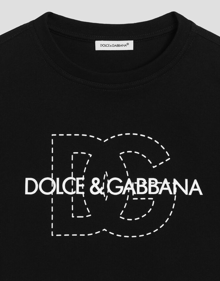 Dolce & Gabbana Jersey T-shirt with Dolce&Gabbana logo Black L4JTHVG7O6M