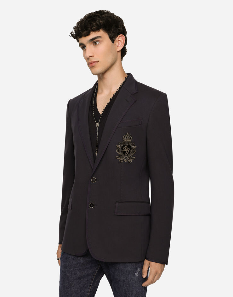 Dolce & Gabbana Jersey jacket with patch Blue G2MR5ZFUGI2