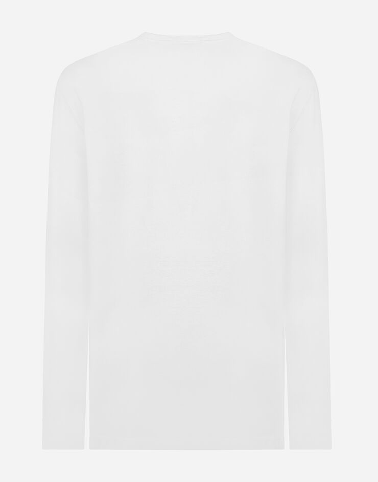 Dolce&Gabbana تيشيرت بأكمام طويلة وبطاقة شعار أبيض G8PV0TG7F2I
