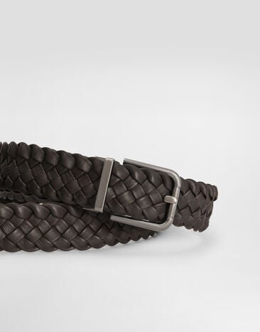 Dolce & Gabbana Woven goatskin belt Brown BC4337AD503