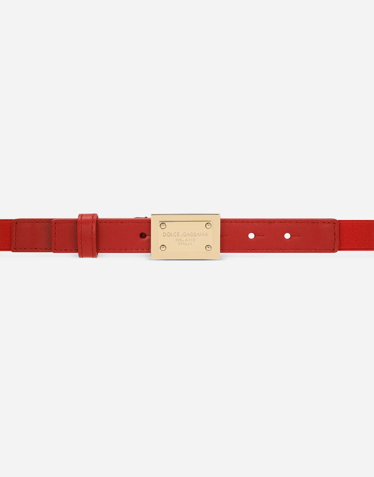 Dolce&Gabbana Stretch belt with logo tag Red EE0064AE271