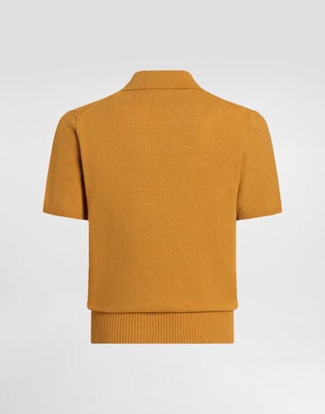 Dolce & Gabbana Cotton knit polo shirt Yellow GXZB1ZJGMGX