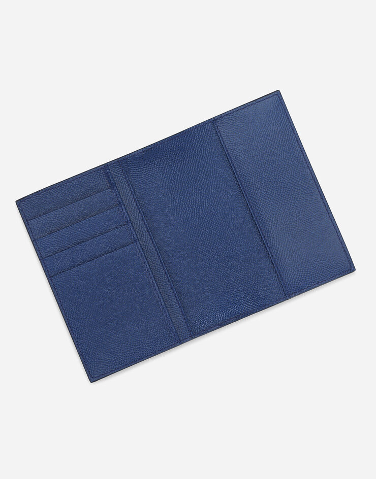 Dolce & Gabbana Porte-passeport en cuir de veau Dauphine Bleu BP2215AZ602
