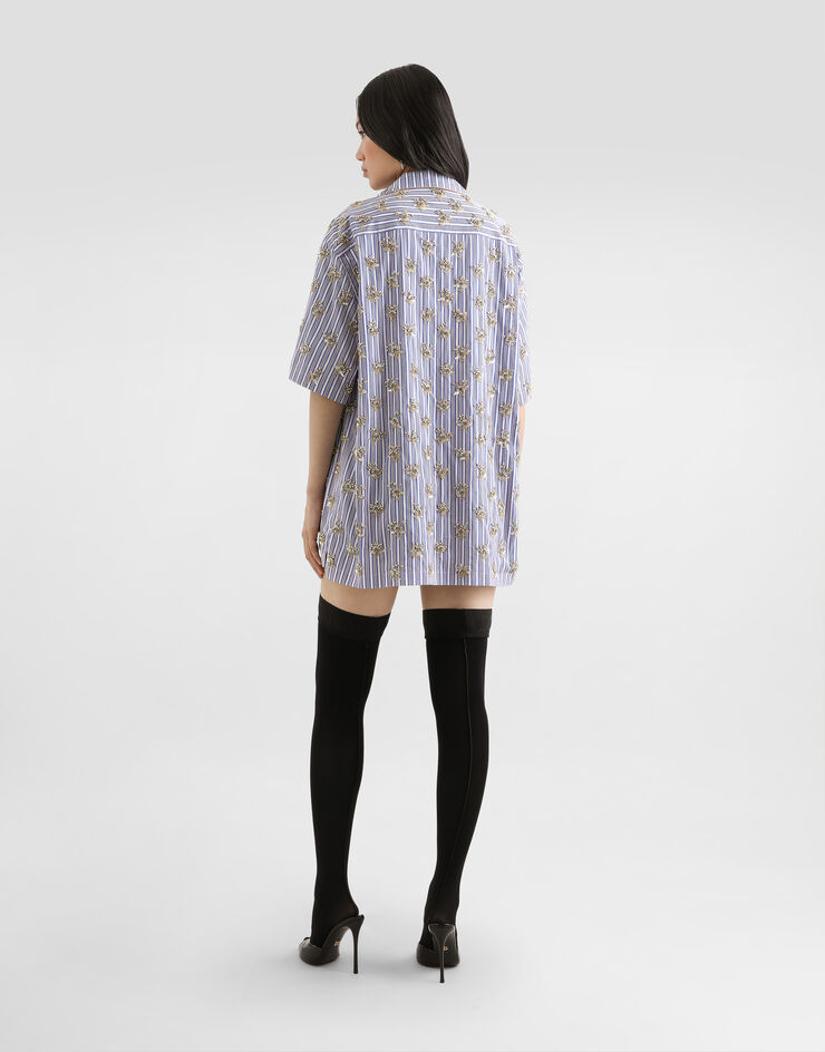 Dolce & Gabbana Poplin shirt with flower embroidery Multicolor F5U29ZGDDSB