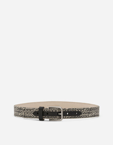 Dolce & Gabbana Cinturón de lona con estampado del logotipo Dolce&Gabbana Beige EM0123AN262