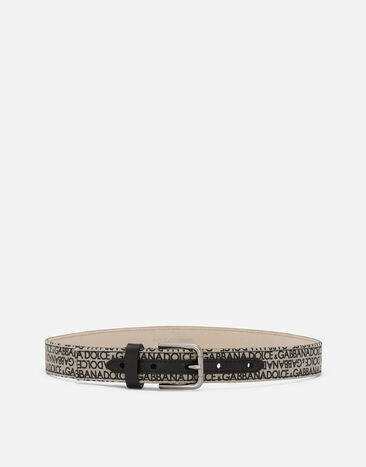 Dolce & Gabbana Canvas belt with Dolce&Gabbana logo print Beige EC0084A4352