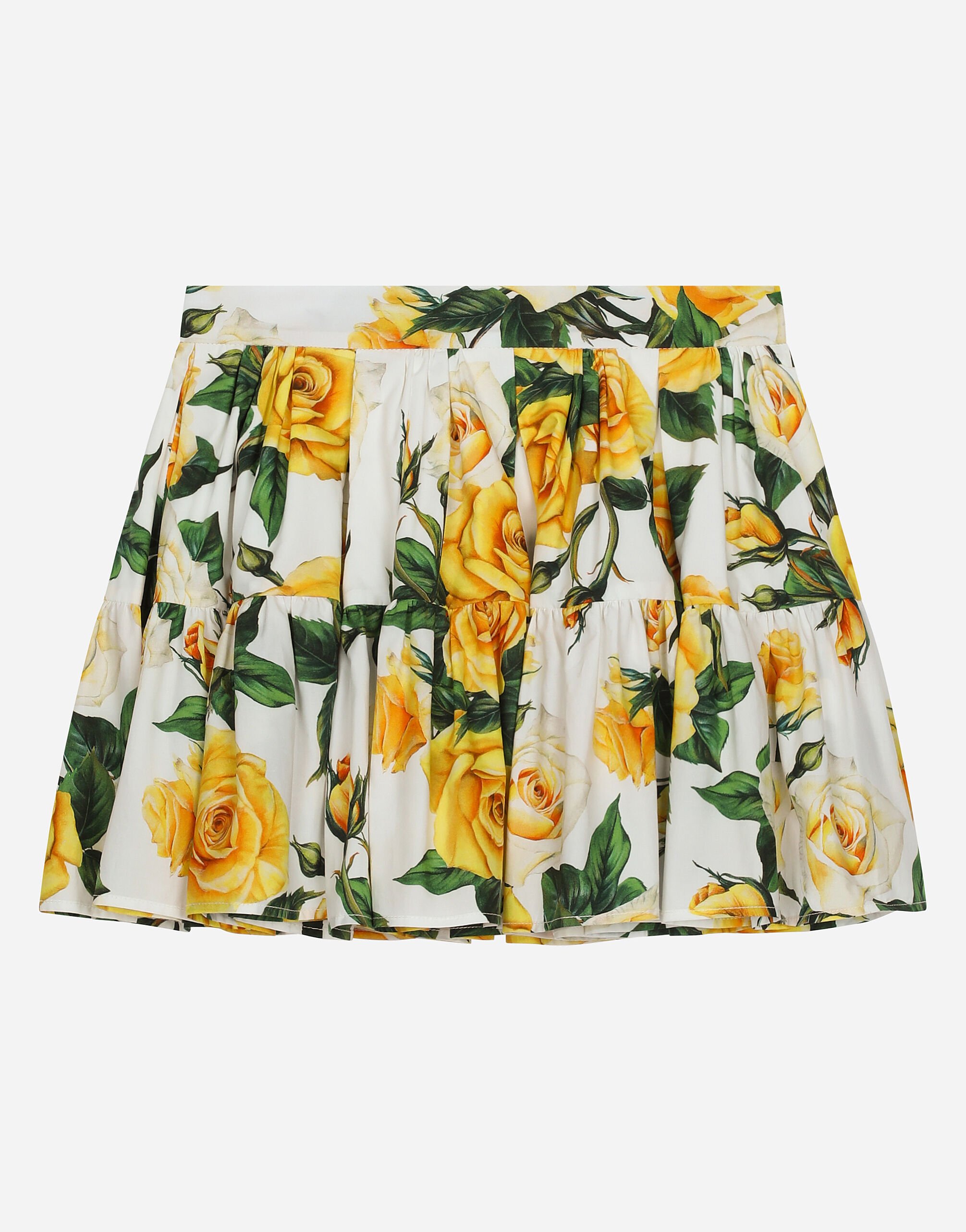 Dolce & Gabbana Poplin skirt with yellow rose print Print L53DI6HS5QR