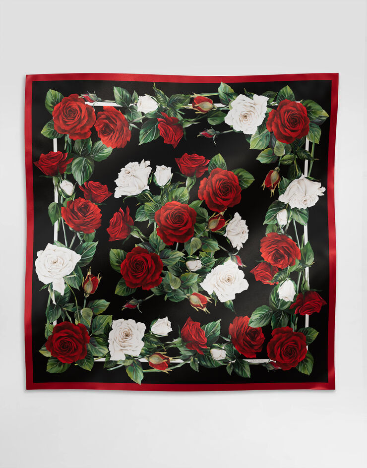 Dolce & Gabbana وشاح فولار من تويل حريري بطبعة وردة (90x90) مطبعة FN090RGDCXO