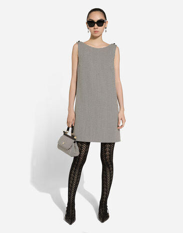 Dolce & Gabbana Elongated medium Sicily handbag in houndstooth fabric Multicolor BB7652AV919