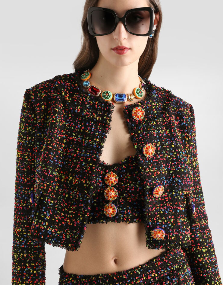 Dolce & Gabbana Short tweed jacket Multicolor F27JBTFMZA5