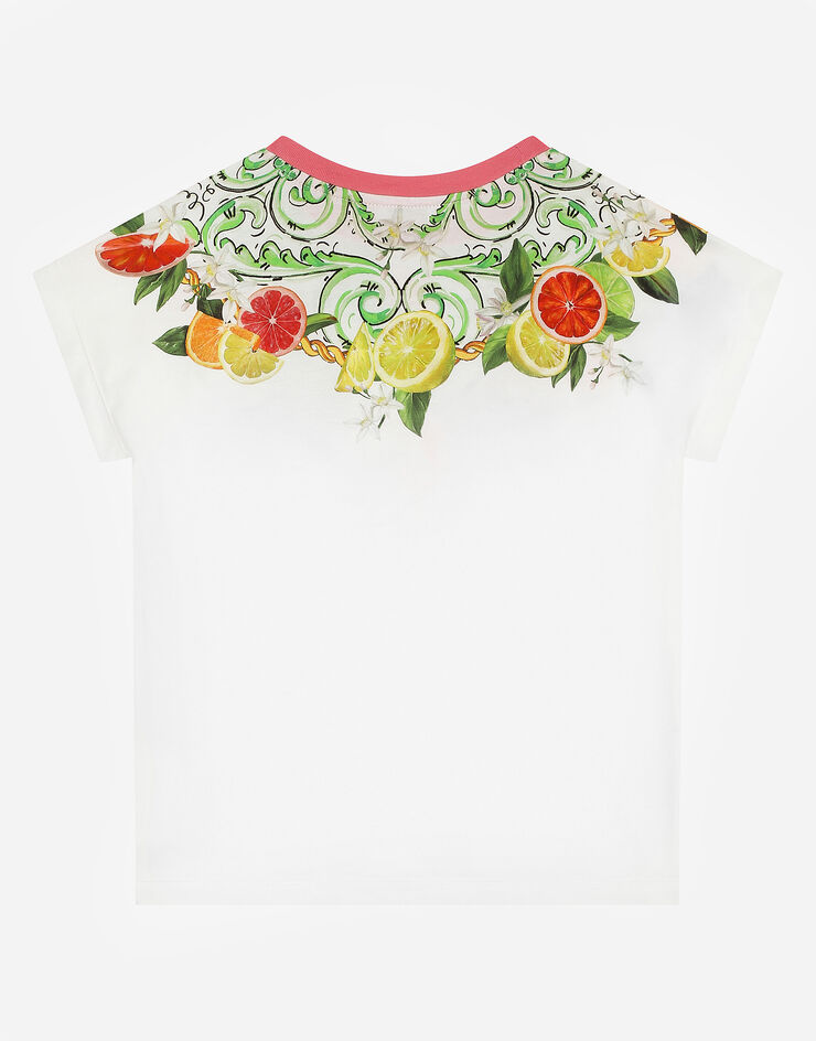 Dolce & Gabbana T-shirt in jersey stampa arance e limoni e logo DG Stampa L5JTMWG7M6D