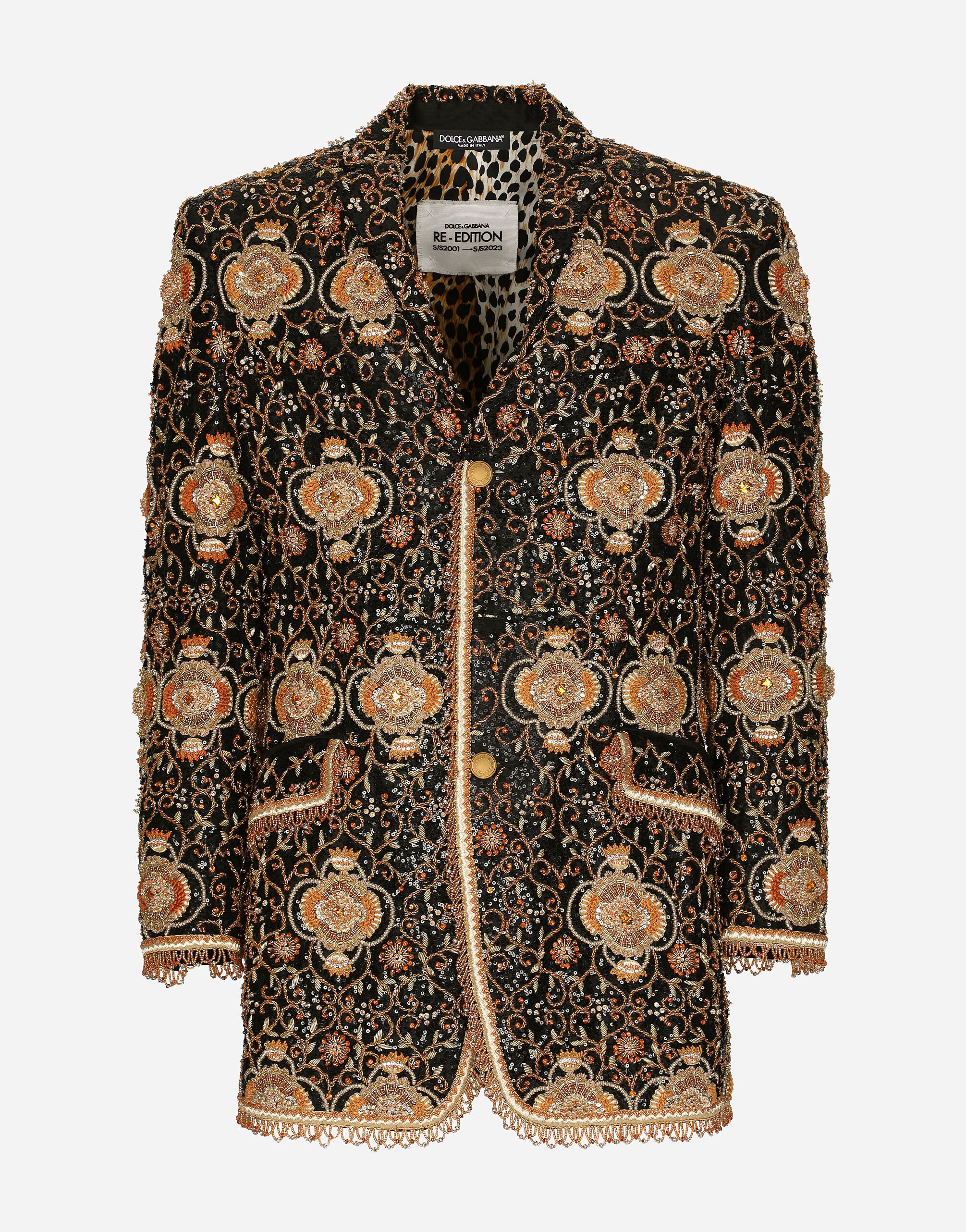 Dolce&Gabbana Tailored Taormina-fit jacket in embroidered silk mikado Multicolor G2NZ2ZGG696
