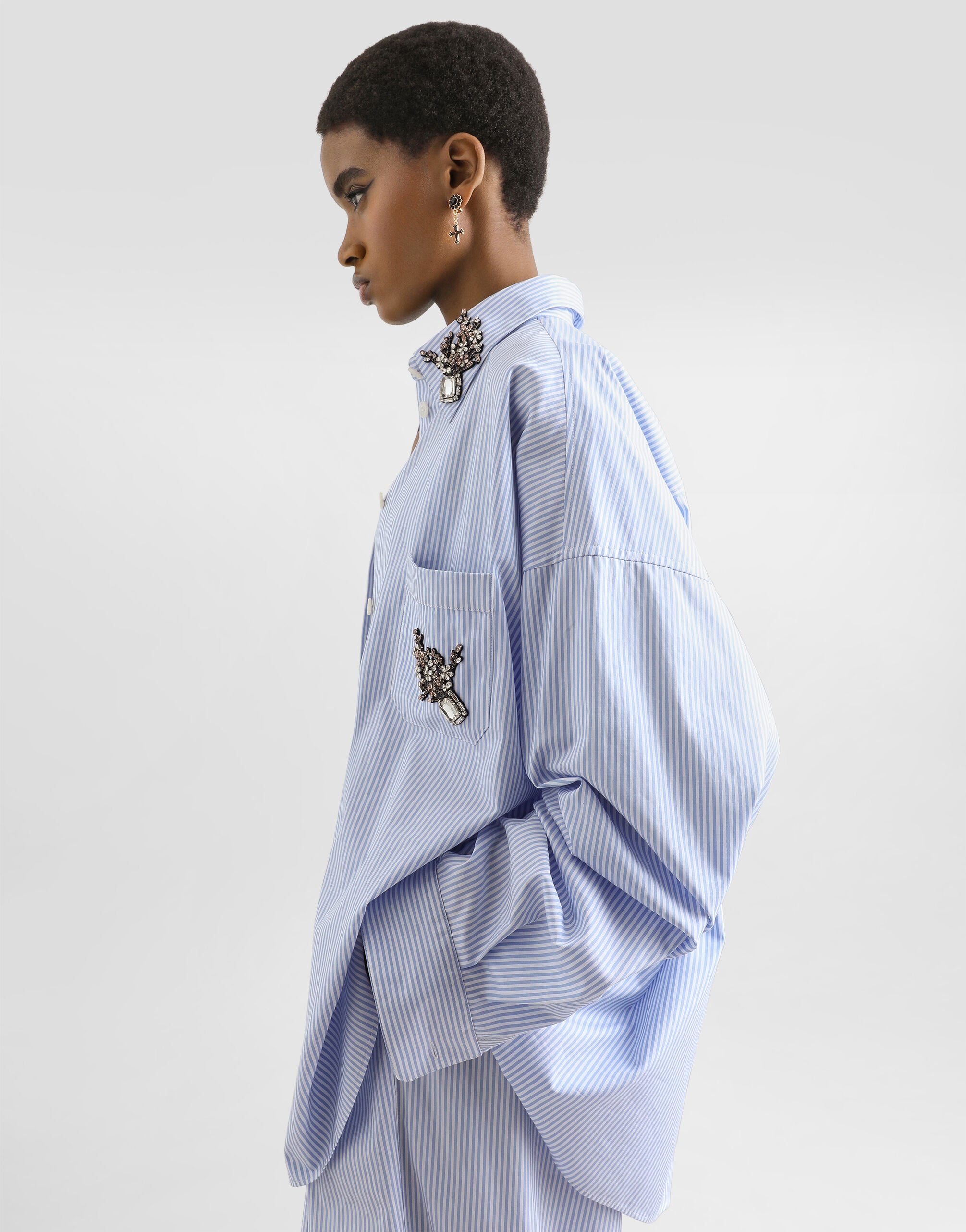 Striped poplin shirt in Multicolor for Women | Dolce&Gabbana® US