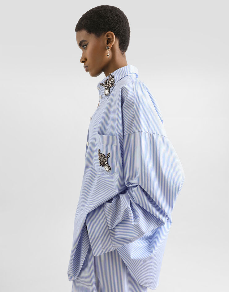 Dolce & Gabbana Striped poplin shirt Multicolor F5U57ZFR536