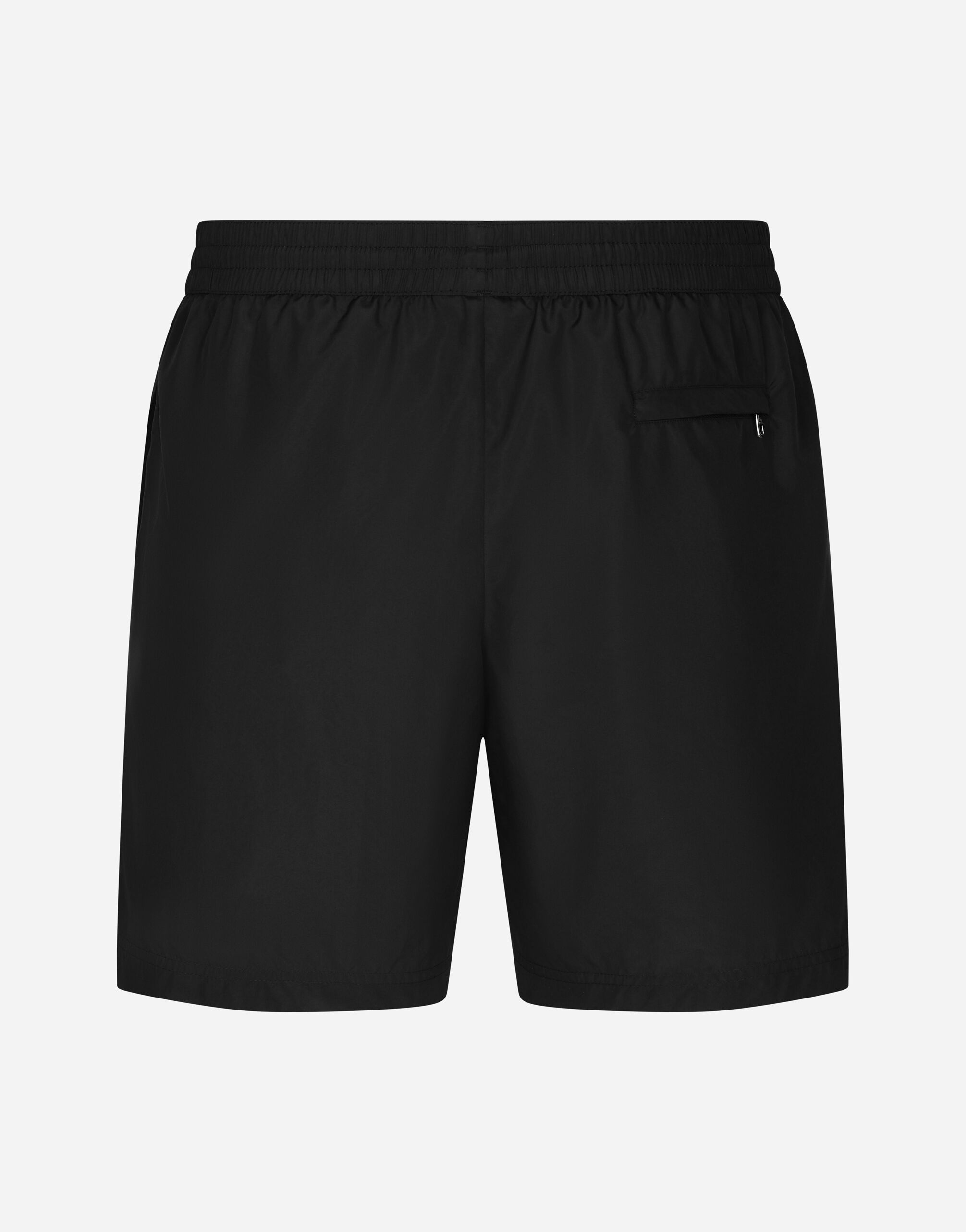 Mid length swim trunks with logo tag in Black for Men Dolce Gabbana