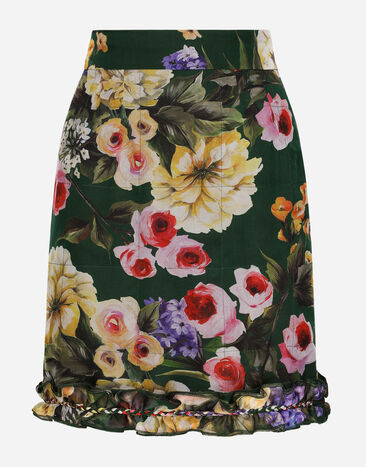 Dolce & Gabbana Falda corta de chifón con estampado de jardín Estampado F4CS6THS5Q0