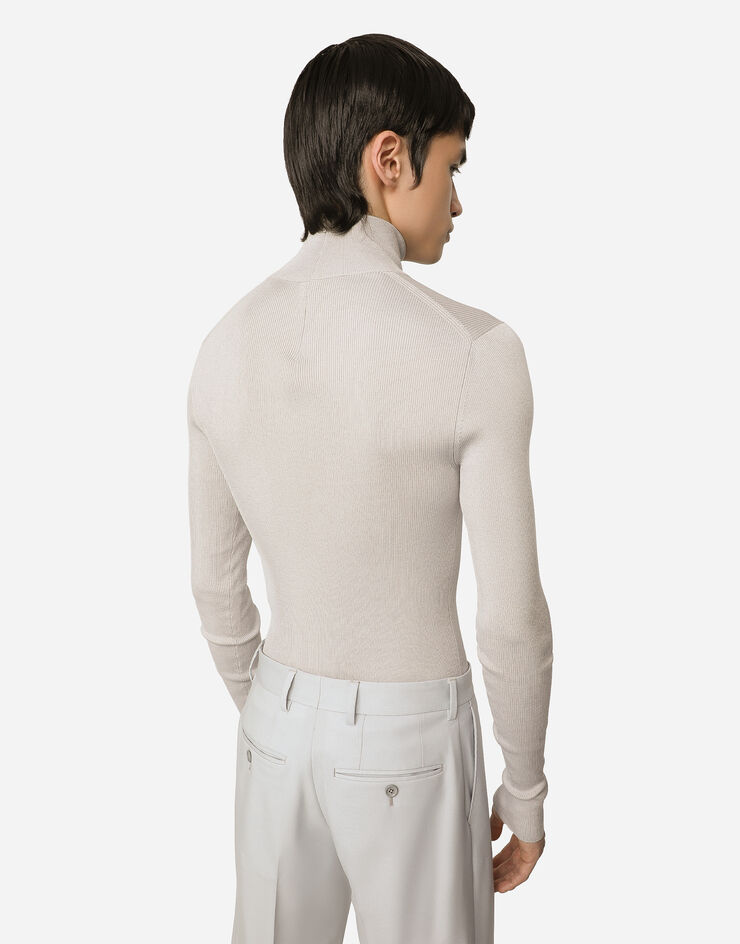 Dolce&Gabbana Ribbed silk turtle-neck sweater Grey GXR95TJASR7