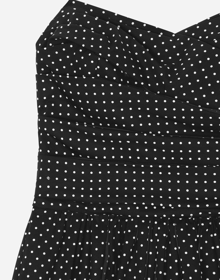 Dolce & Gabbana Cotton bustier minidress with polka-dot print Print F6JLETFSFNL