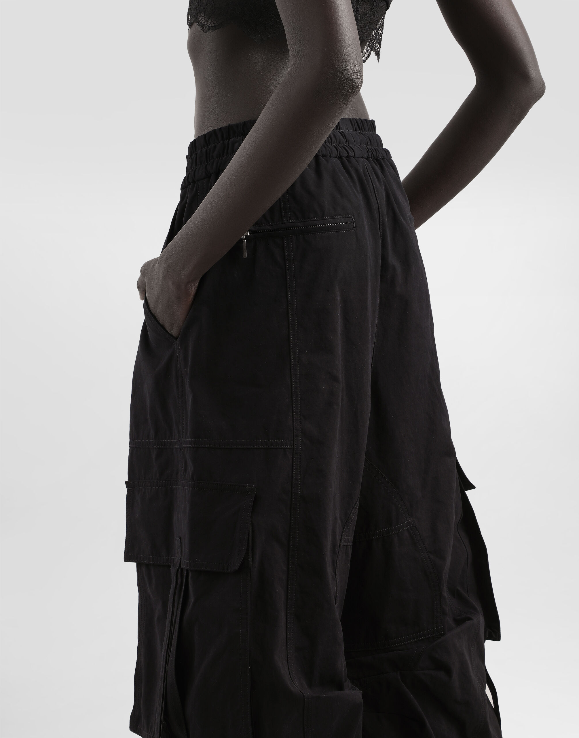 Waxed faille cargo pants in Black for Women | Dolce&Gabbana® US