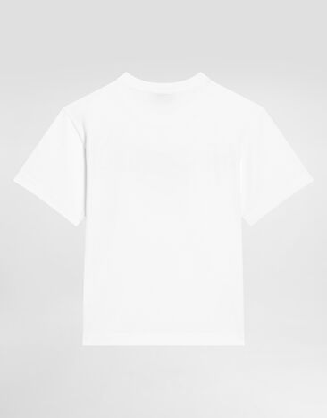 Dolce & Gabbana Jersey round-neck T-shirt with DG Milano embroidery White L4JTEYG7E5G