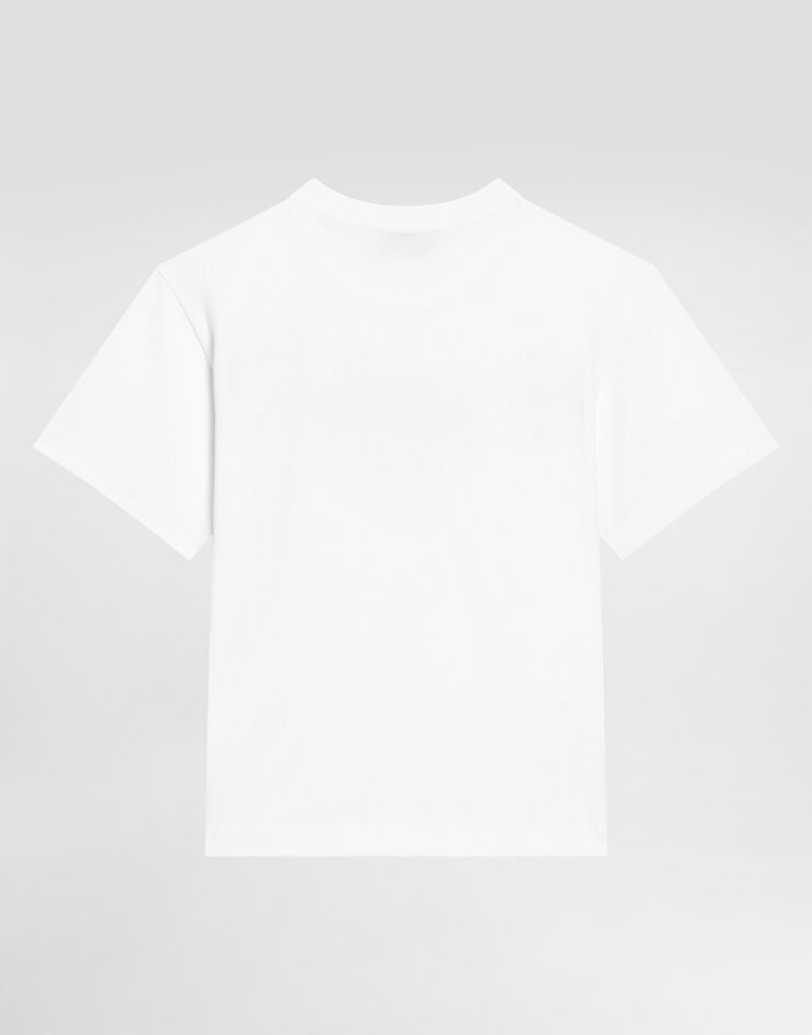 Dolce & Gabbana Jersey round-neck T-shirt with DG Milano embroidery White L4JTEYG7E5G