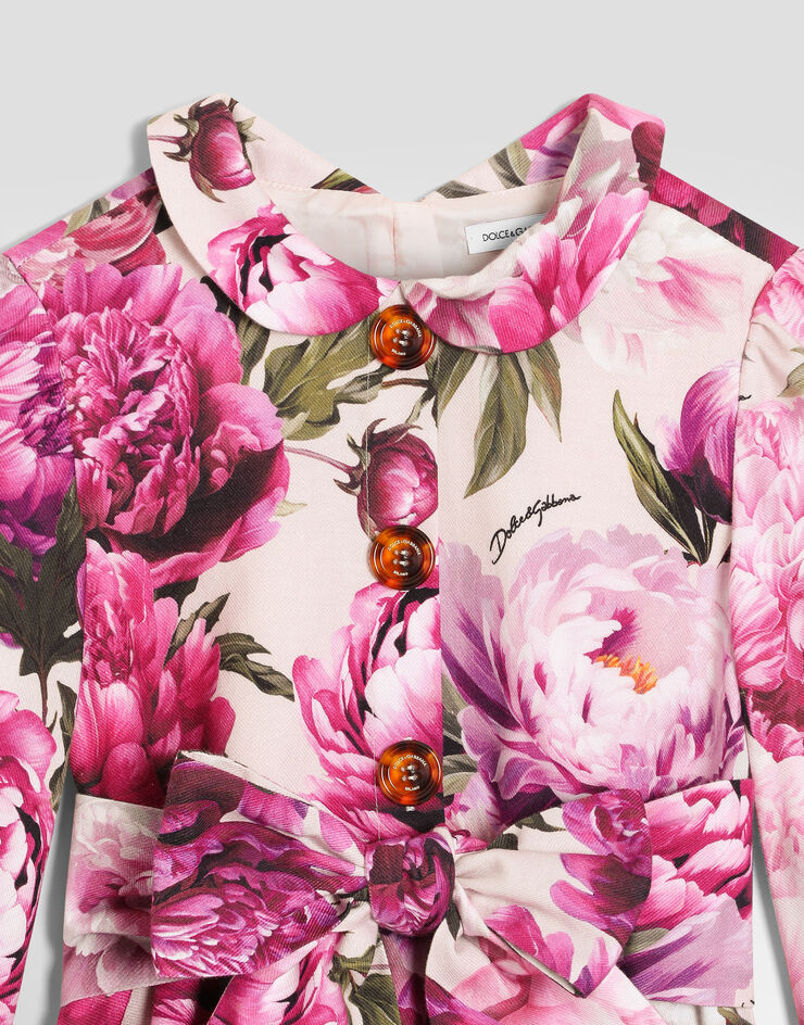 Dolce & Gabbana Kleid aus Baumwollflanell mit Pfingstrosen-Print Dolce & Gabbana Kleid aus Baumwollflanell mit Pfingstrosen-Print Multicolor L54DV4G7QZV