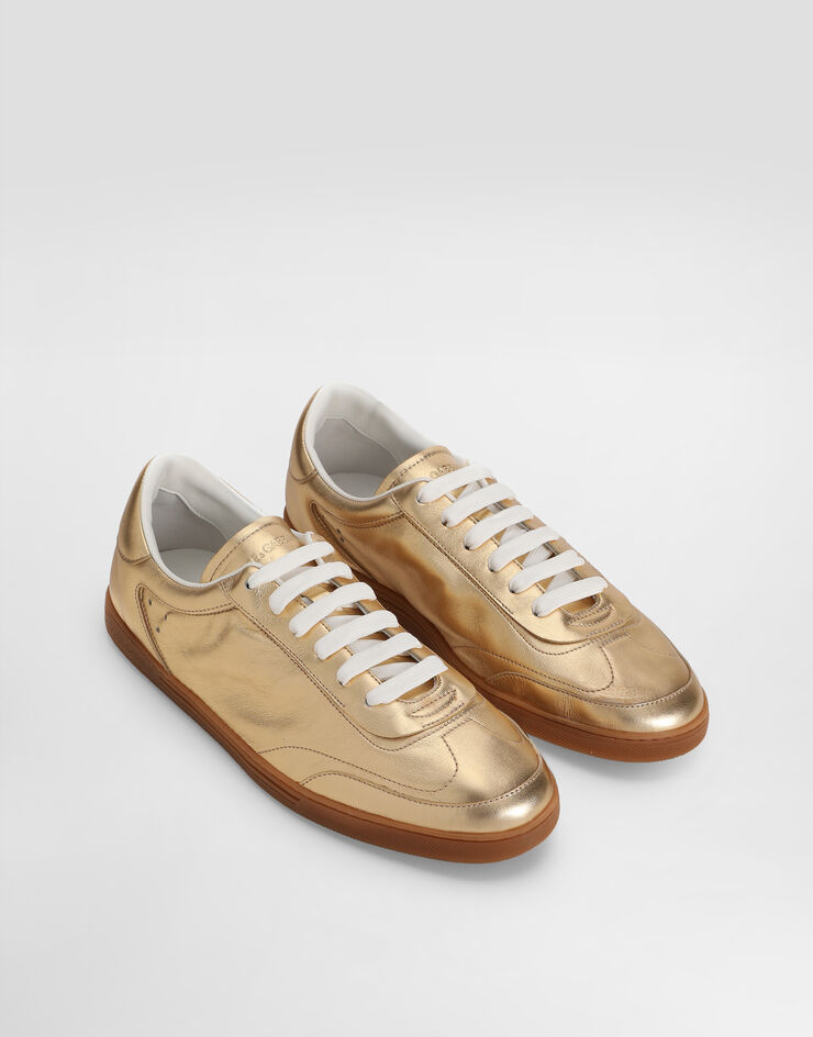 Dolce & Gabbana Saint Tropez foiled leather sneakers Gold CS2255A3H57