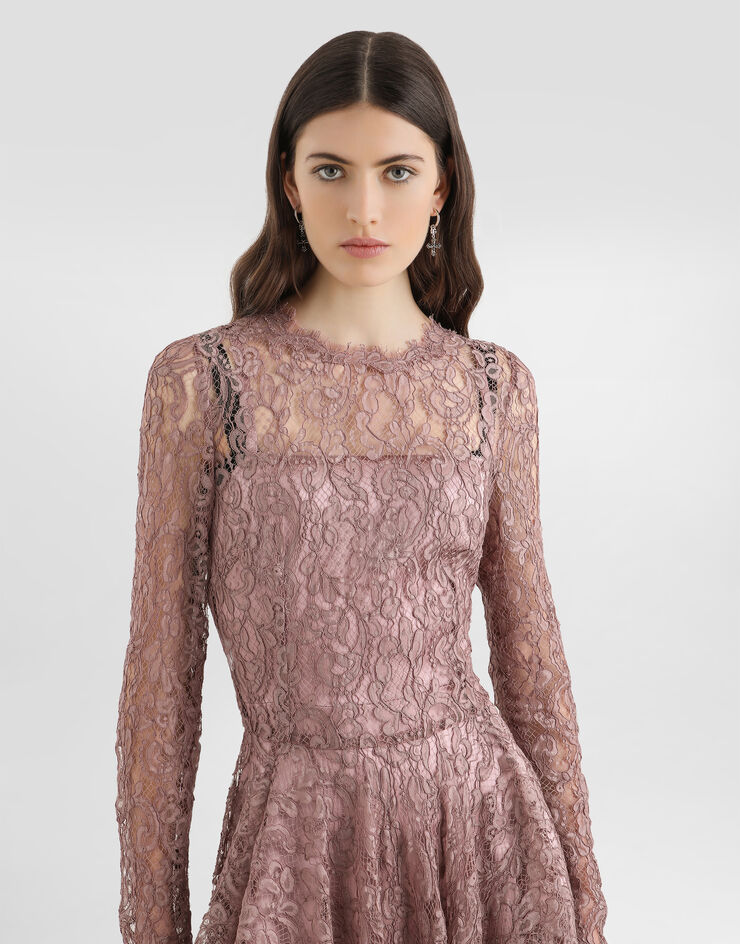 Dolce & Gabbana Kleid aus Spitze Lilac F6TJOTILMDR