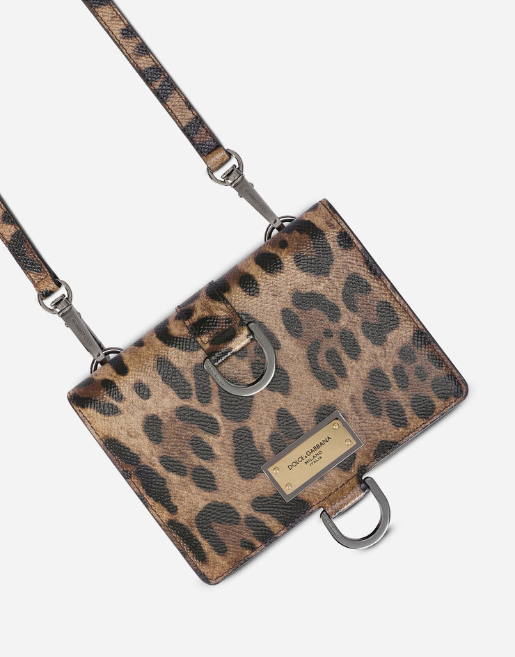 Dolce & Gabbana 숄더 스트랩 & 레오파드 프린트 도핀 카프스킨 지갑 멀티 컬러 BP2590AO967